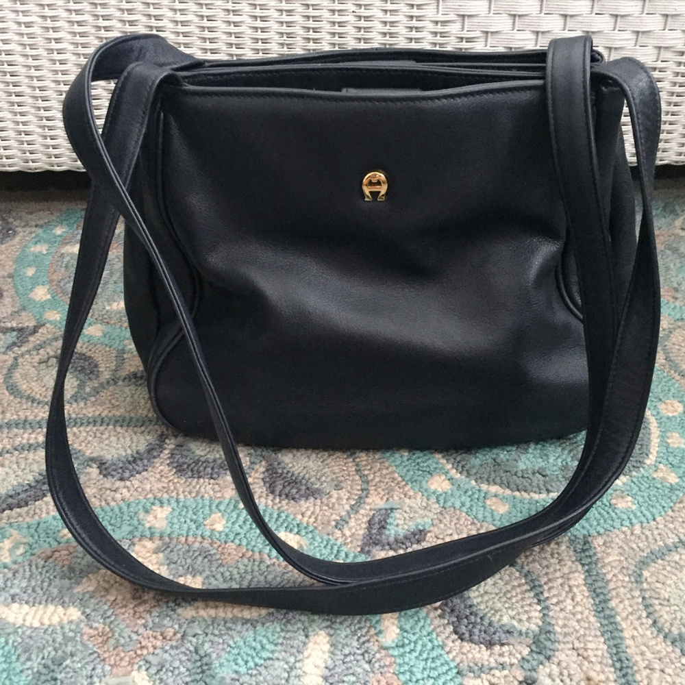 Etienne Aigner Genuine Leather Navy Shoulder Bag